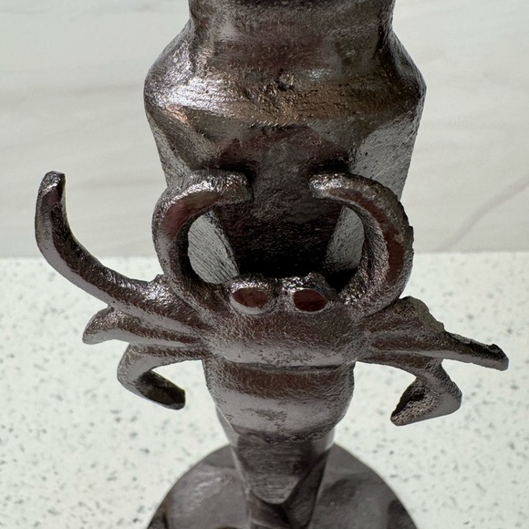 LARGE 15" TALL SILVER BLACK METAL SPIDER CANDLESTICK CANDLE HOLDER DECOR NWT - Picture 7 of 13